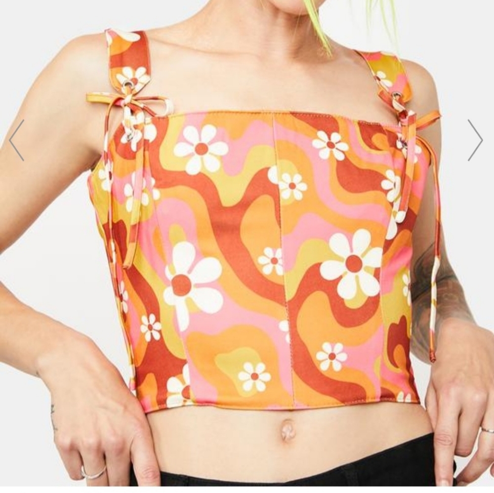 70's Style Corset Crop Top